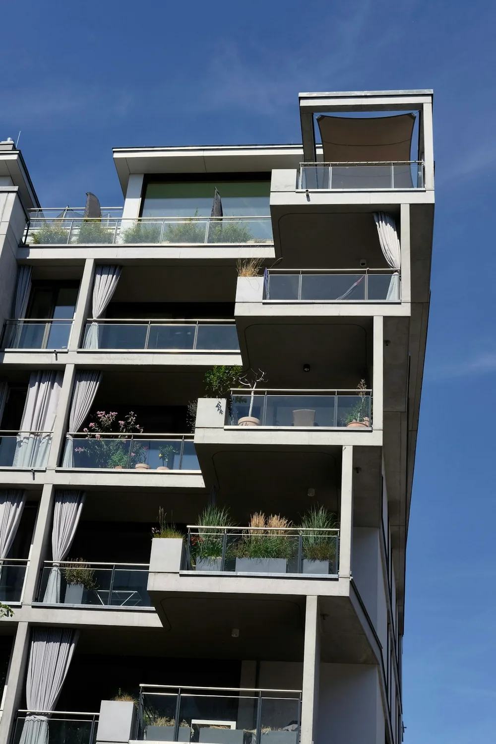 Residential building with glass balconies